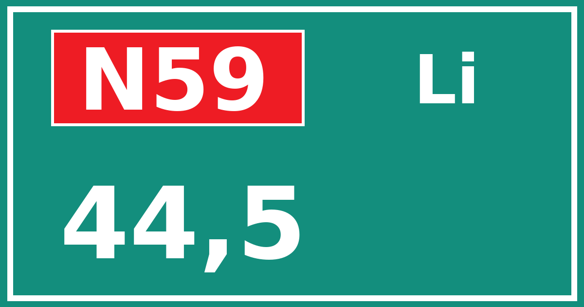 Hectometerbord N59 44,5 zijde Li