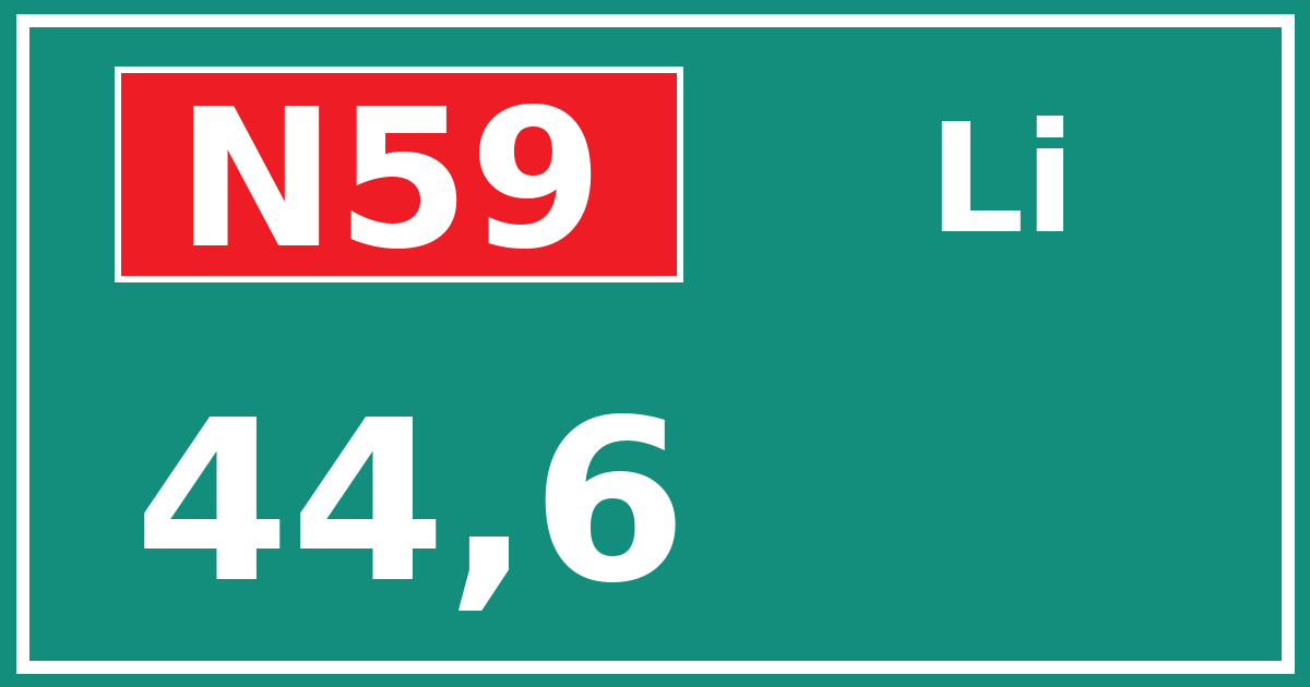 Hectometerbord N59 44,6 zijde Li