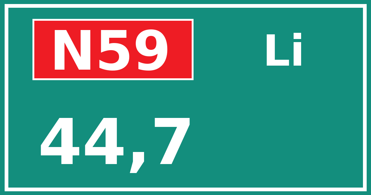 Hectometerbord N59 44,7 zijde Li