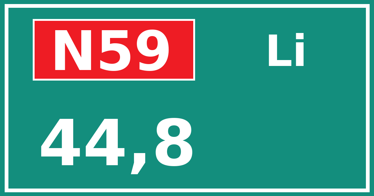 Hectometerbord N59 44,8 zijde Li