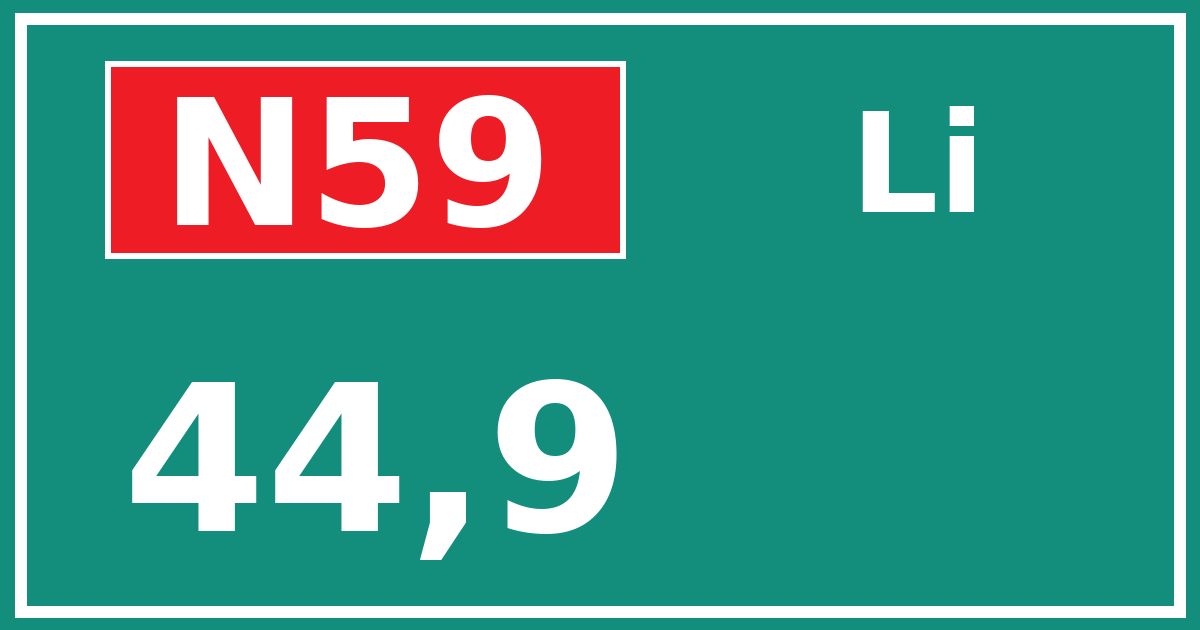 Hectometerbord N59 44,9 zijde Li
