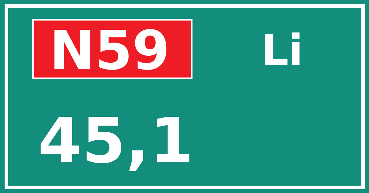 Hectometerbord N59 45,1 zijde Li