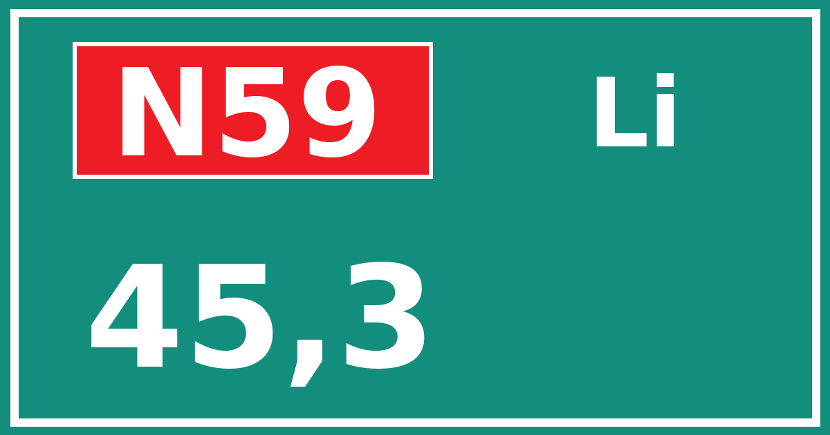 Hectometerbord N59 45,3 zijde Li