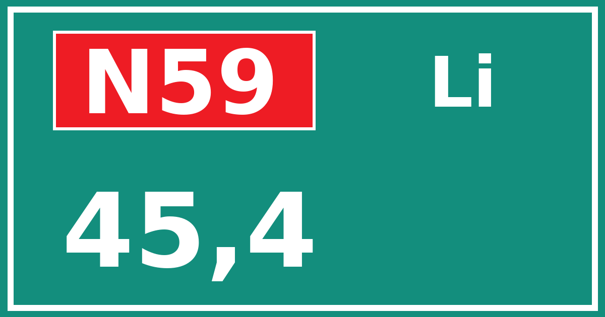 Hectometerbord N59 45,4 zijde Li