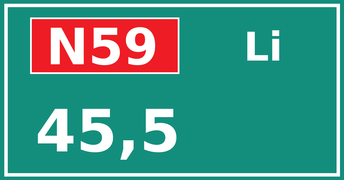 Hectometerbord N59 45,5 zijde Li