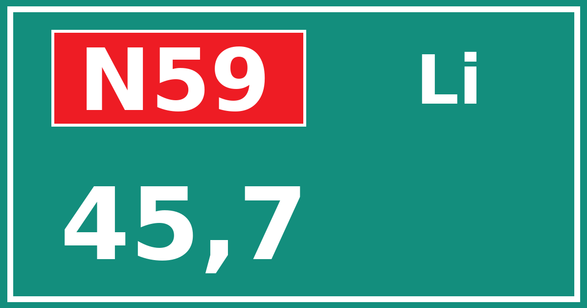 Hectometerbord N59 45,7 zijde Li