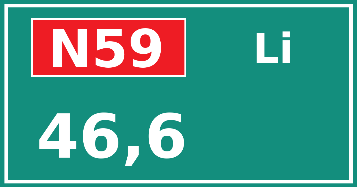 Hectometerbord N59 46,6 zijde Li