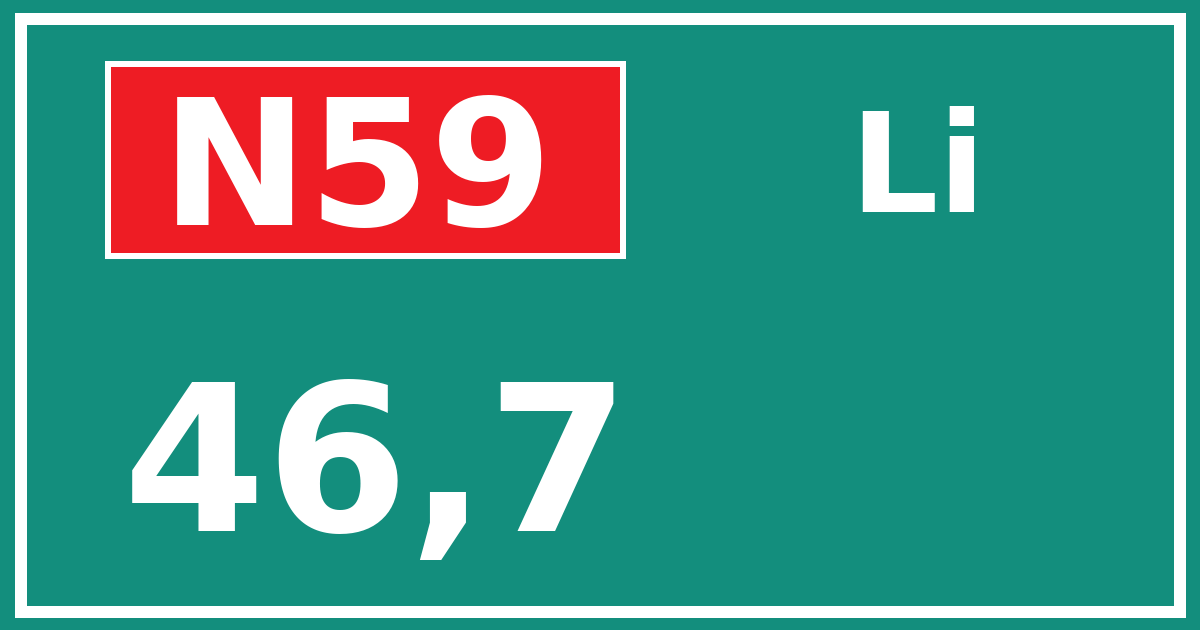 Hectometerbord N59 46,7 zijde Li