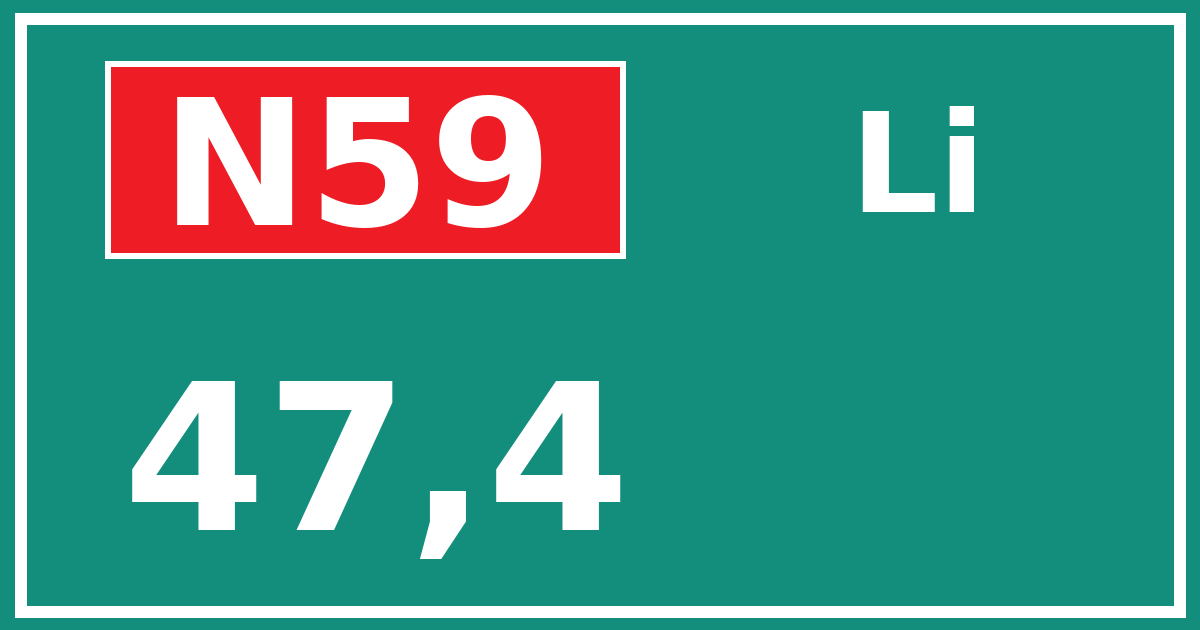 Hectometerbord N59 47,4 zijde Li