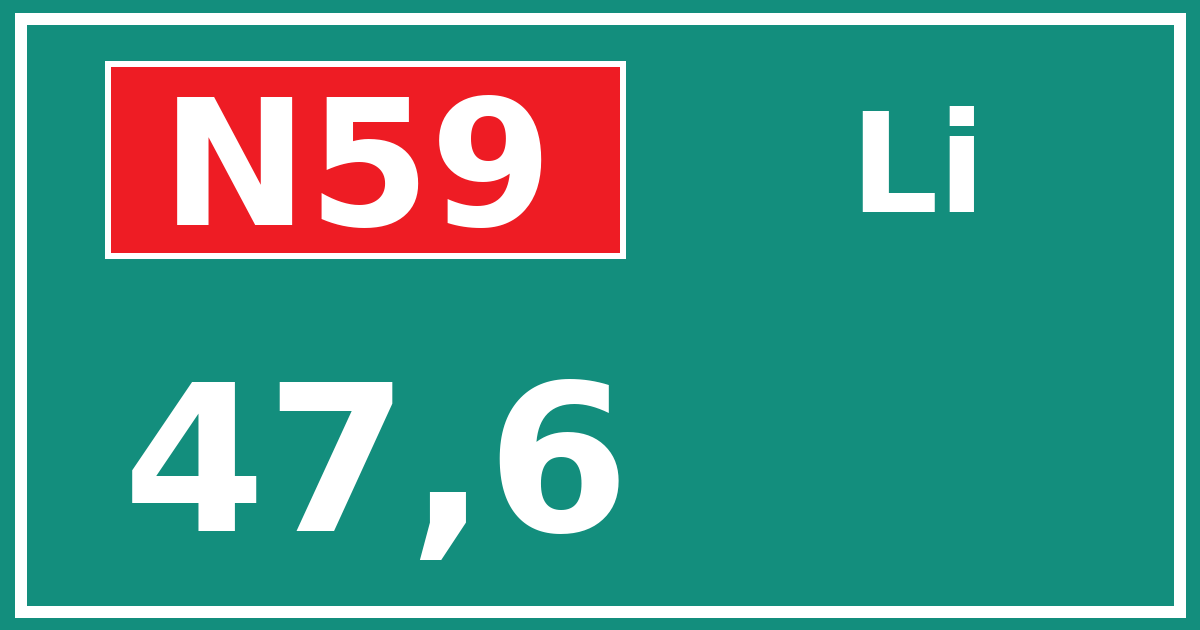 Hectometerbord N59 47,6 zijde Li