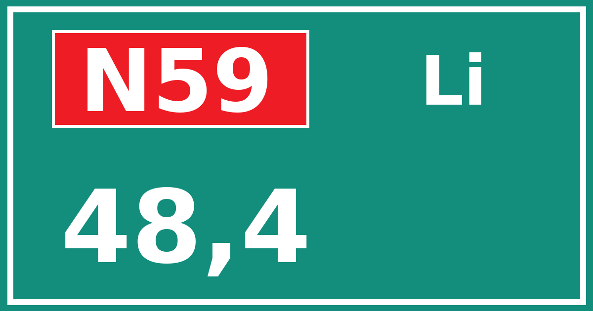 Hectometerbord N59 48,4 zijde Li