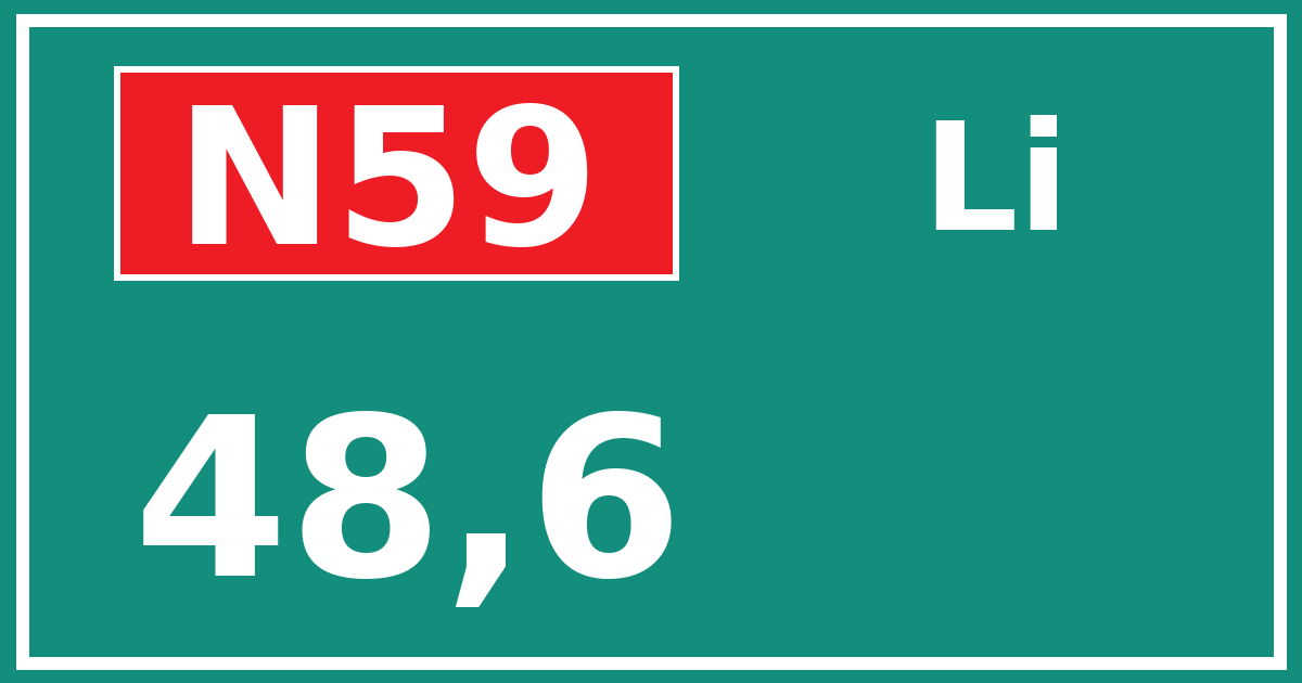 Hectometerbord N59 48,6 zijde Li
