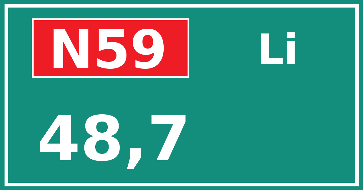 Hectometerbord N59 48,7 zijde Li