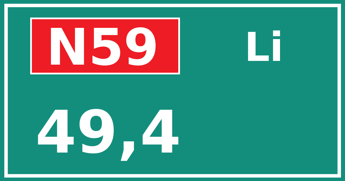 Hectometerbord N59 49,4 zijde Li