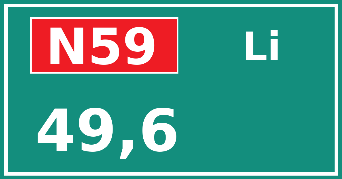 Hectometerbord N59 49,6 zijde Li
