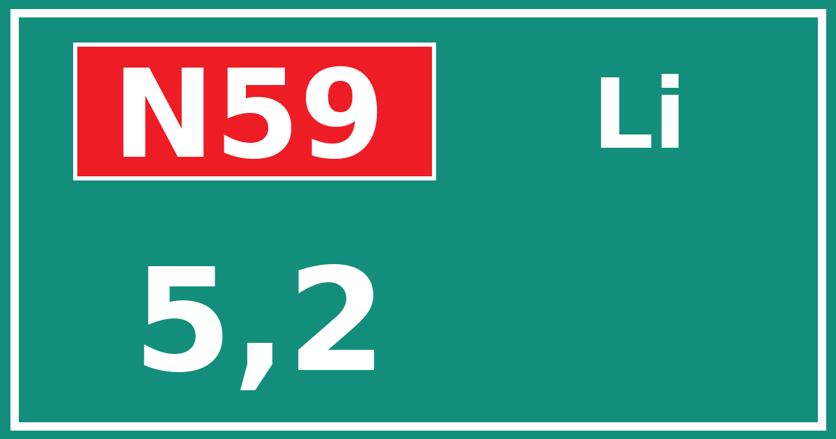 Hectometerbord N59 5,2 zijde Li