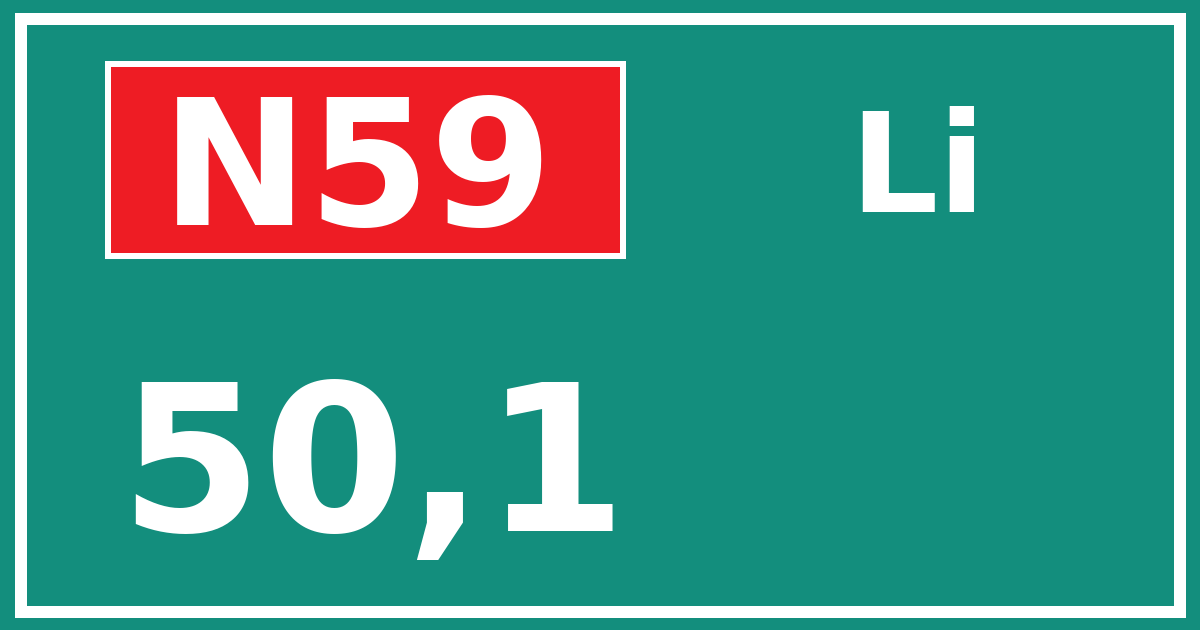 Hectometerbord N59 50,1 zijde Li