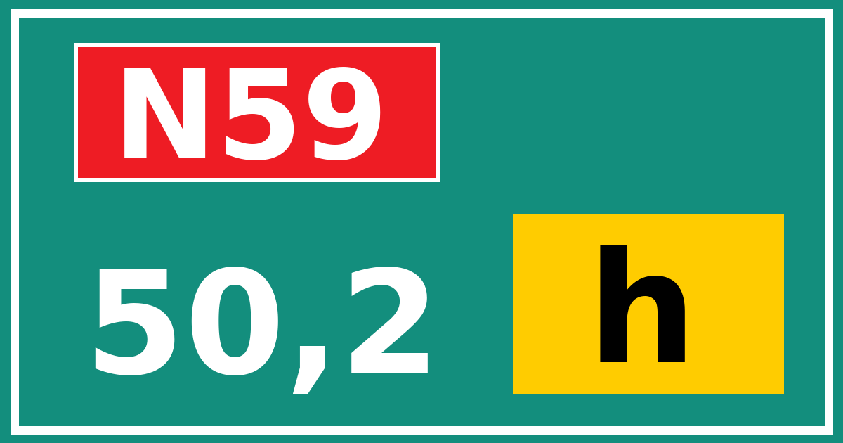 Hectometerbord N59 50,2 letter h