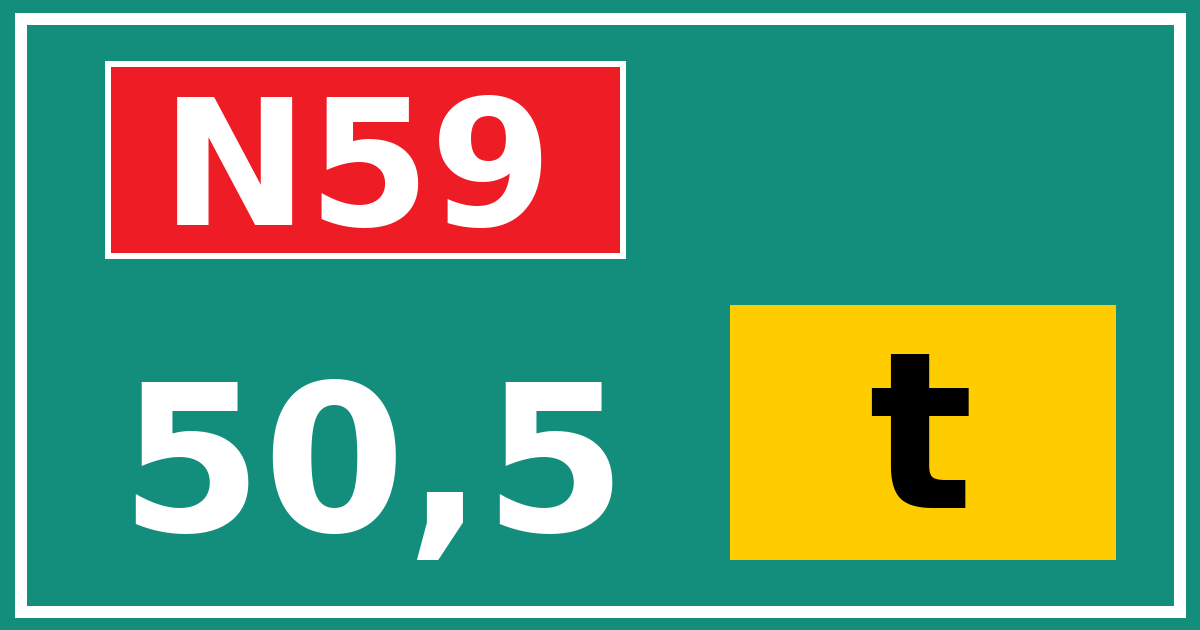 Hectometerbord N59 50,5 letter t