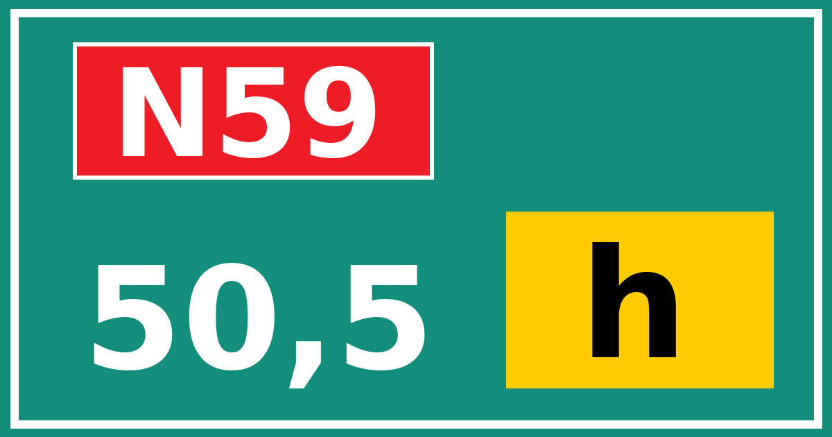 Hectometerbord N59 50,5 letter h