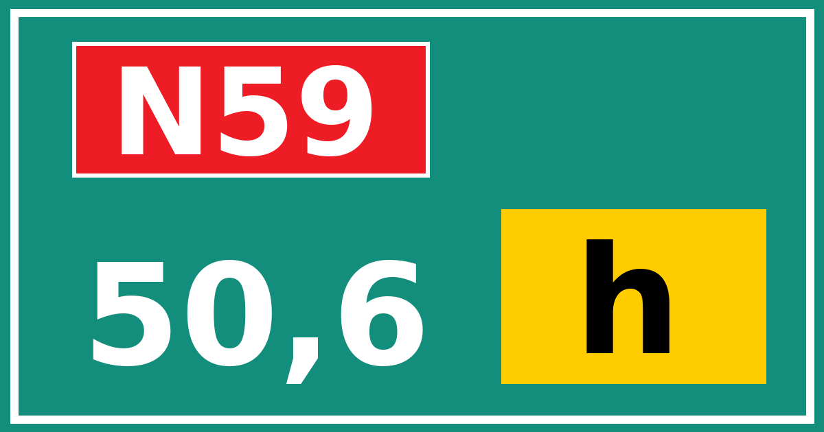 Hectometerbord N59 50,6 letter h