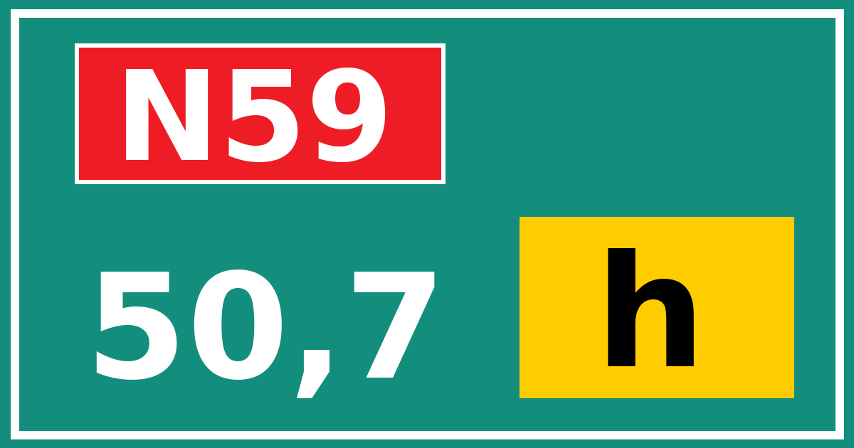 Hectometerbord N59 50,7 letter h