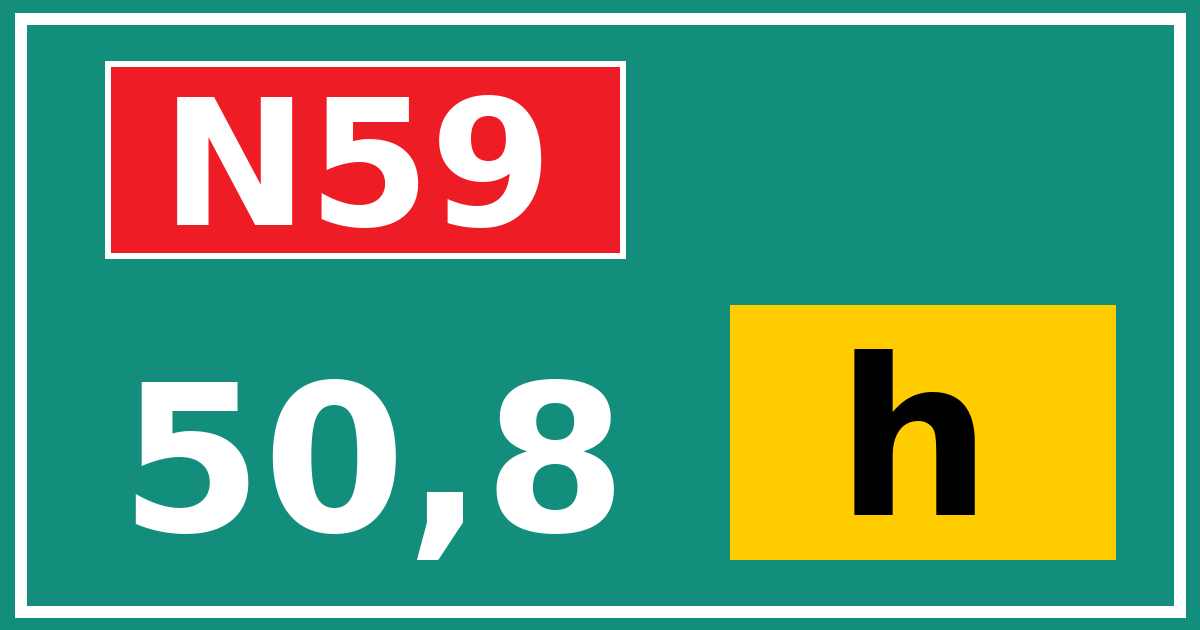 Hectometerbord N59 50,8 letter h