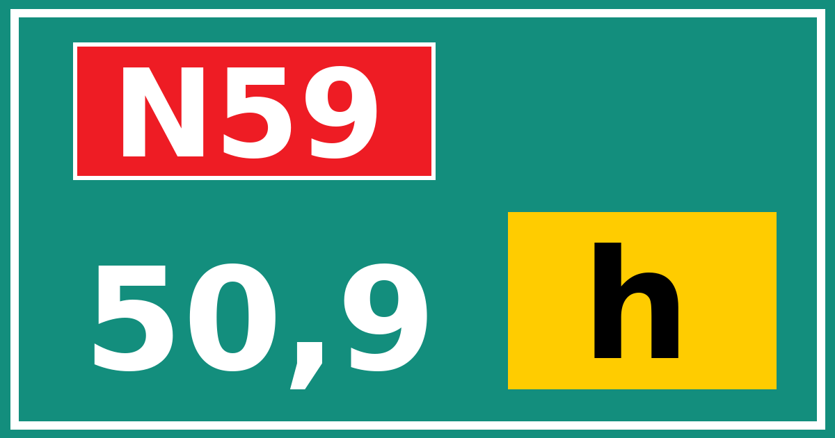 Hectometerbord N59 50,9 letter h