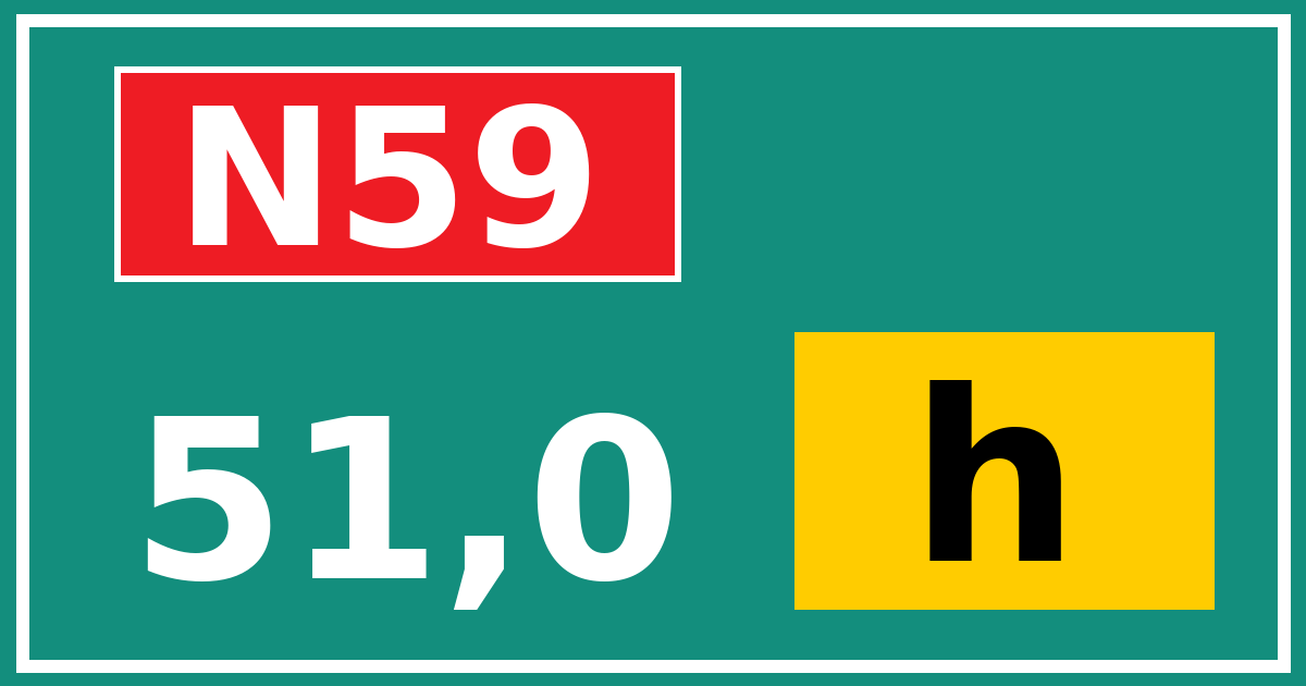 Hectometerbord N59 51,0 letter h