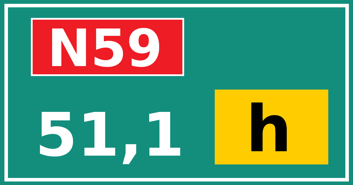 Hectometerbord N59 51,1 letter h