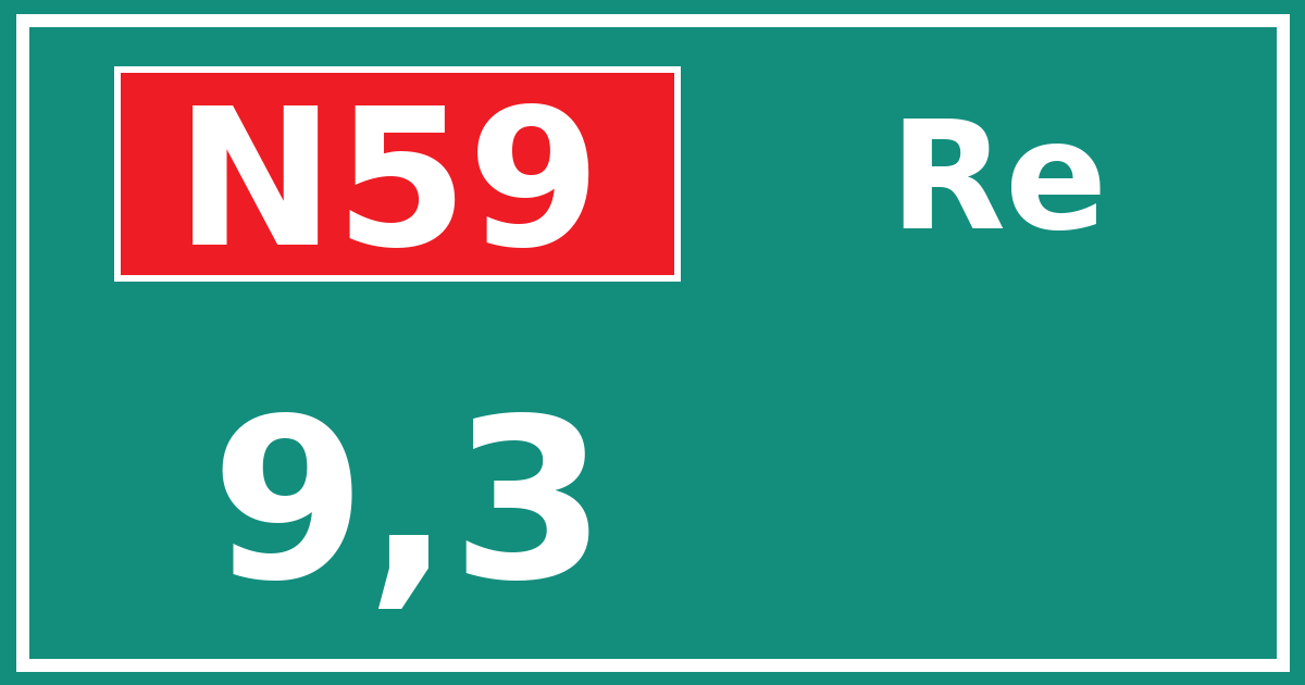 Hectometerbord N59 9,3 zijde Re