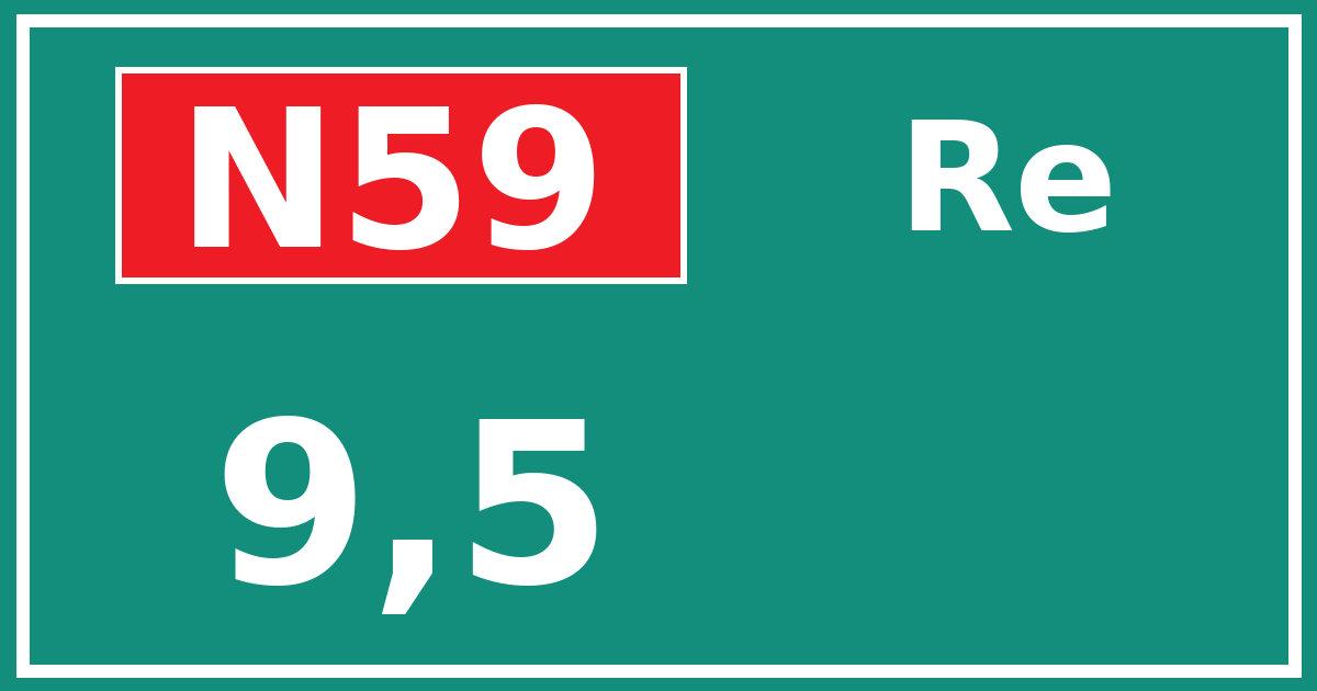 Hectometerbord N59 9,5 zijde Re