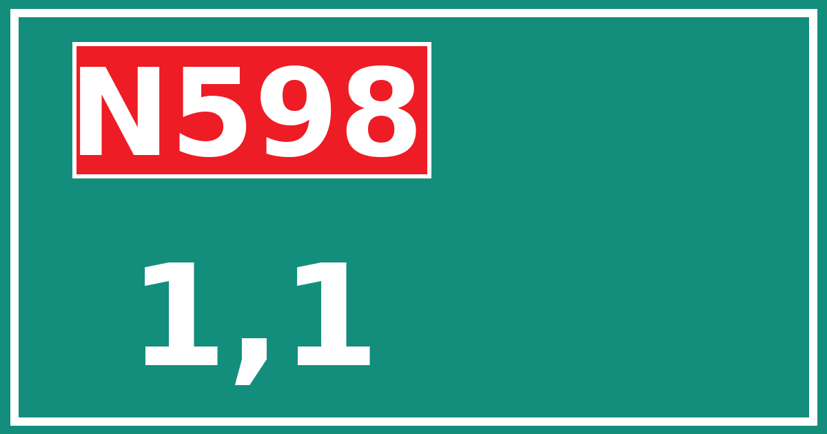 Hectometerbord N598 1,1