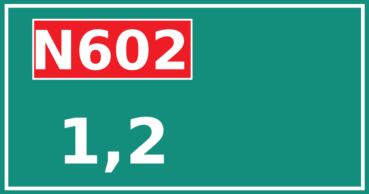 Hectometerbord N602 1,2