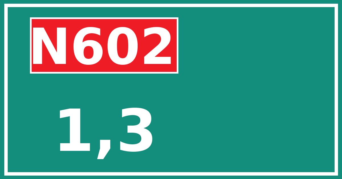 Hectometerbord N602 1,3