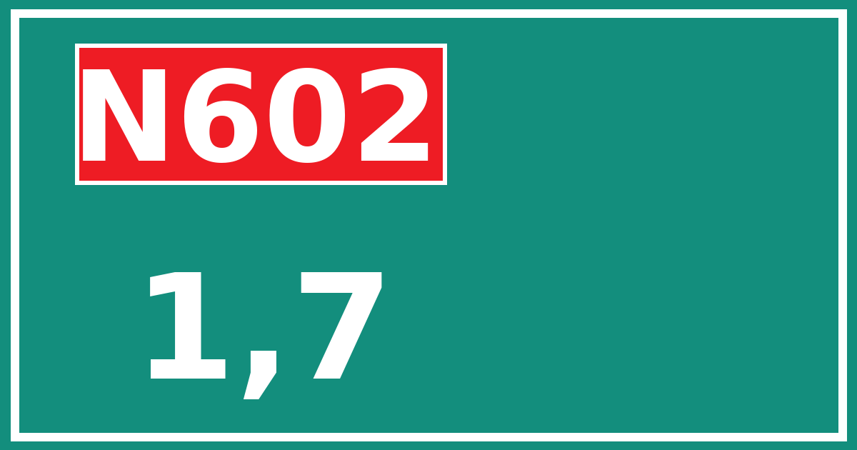 Hectometerbord N602 1,7