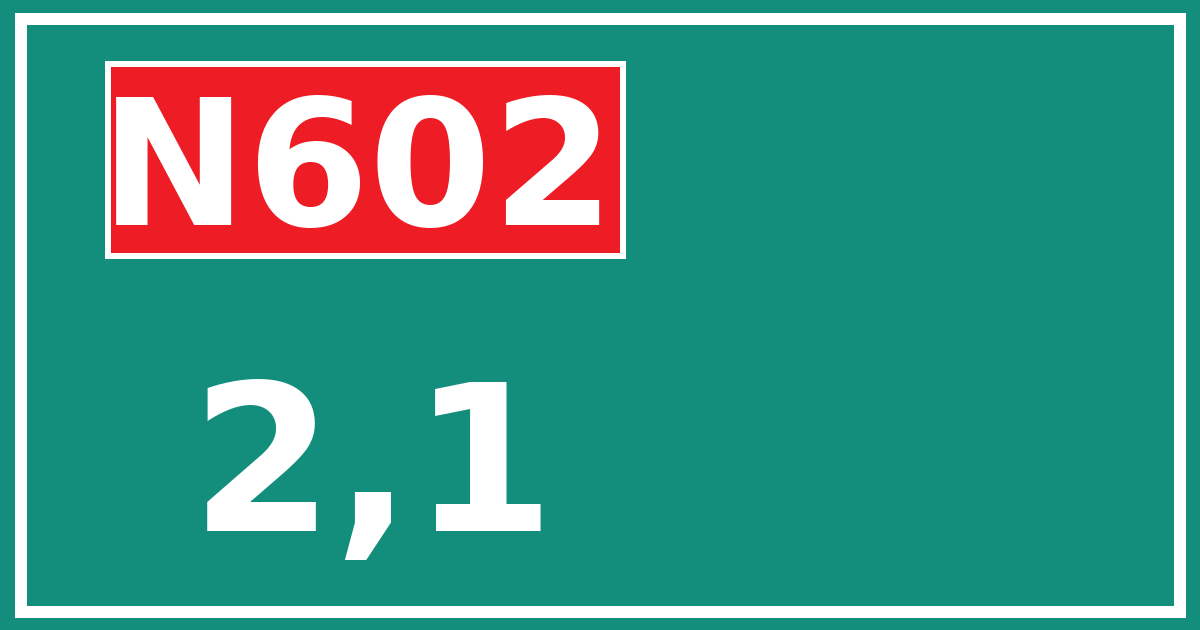 Hectometerbord N602 2,1