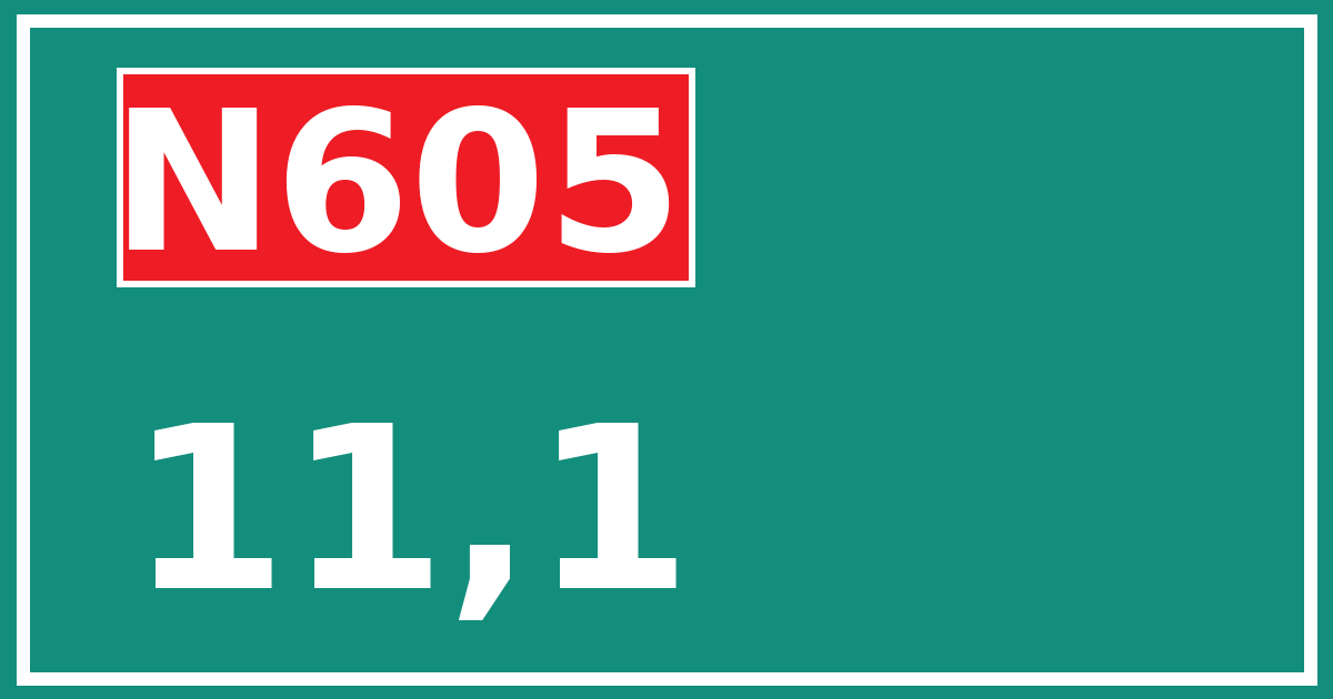 Hectometerbord N605 11,1