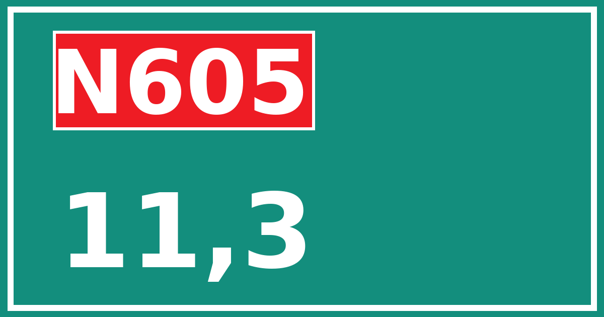 Hectometerbord N605 11,3