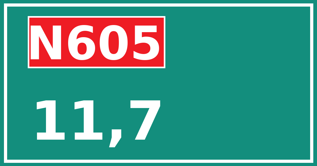 Hectometerbord N605 11,7