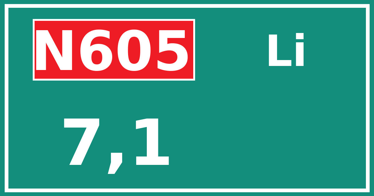 Hectometerbord N605 7,1 zijde Li