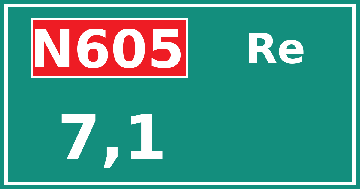 Hectometerbord N605 7,1 zijde Re