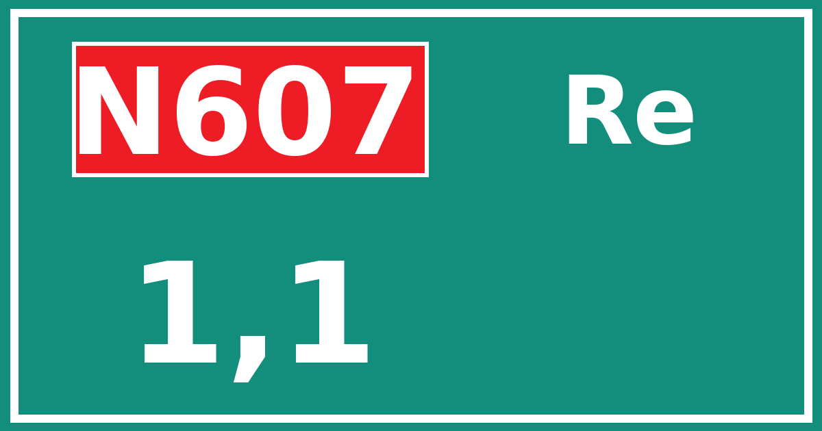 Hectometerbord N607 1,1 zijde Re
