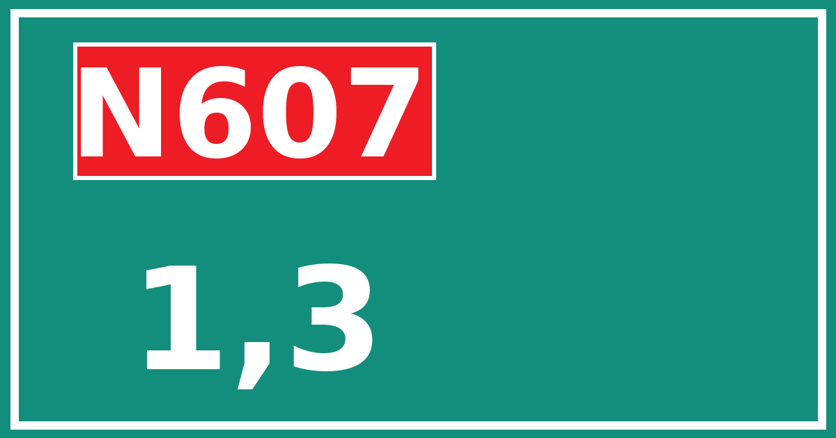 Hectometerbord N607 1,3