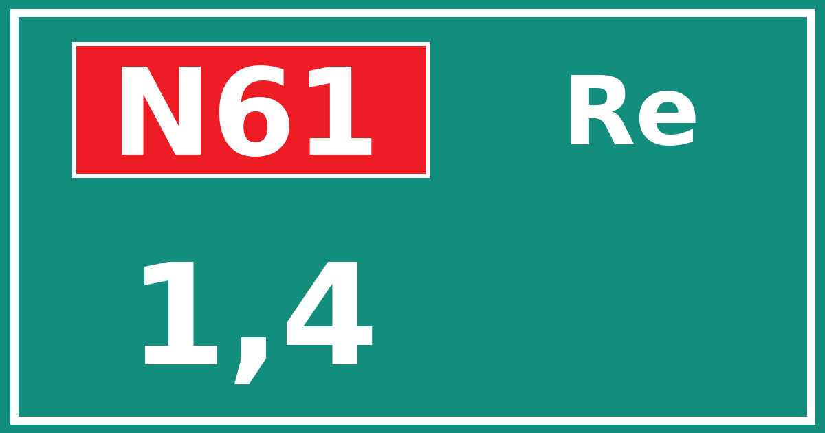 Hectometerbord N61 1,4 zijde Re