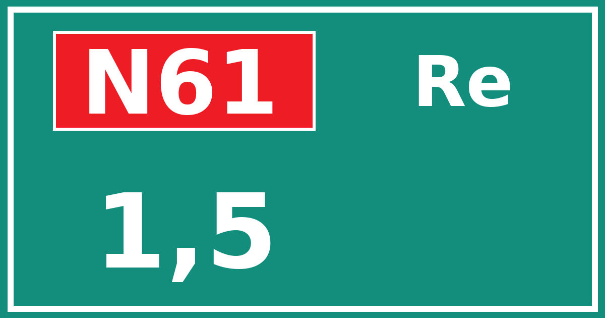 Hectometerbord N61 1,5 zijde Re
