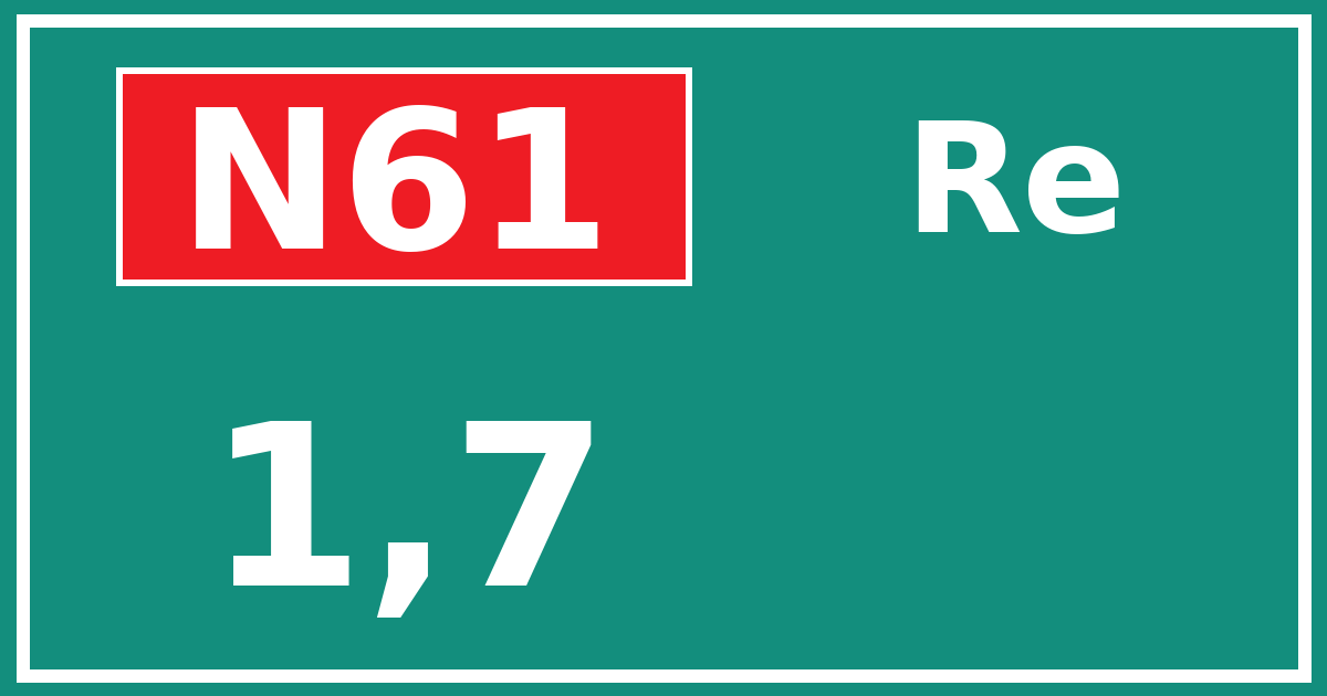 Hectometerbord N61 1,7 zijde Re