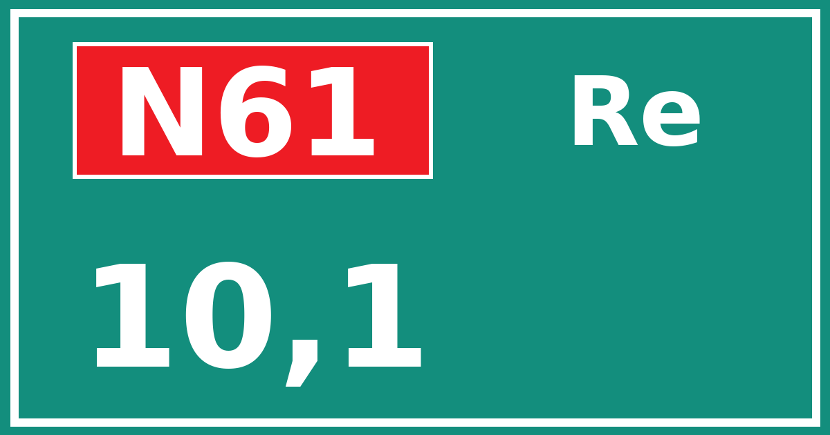 Hectometerbord N61 10,1 zijde Re