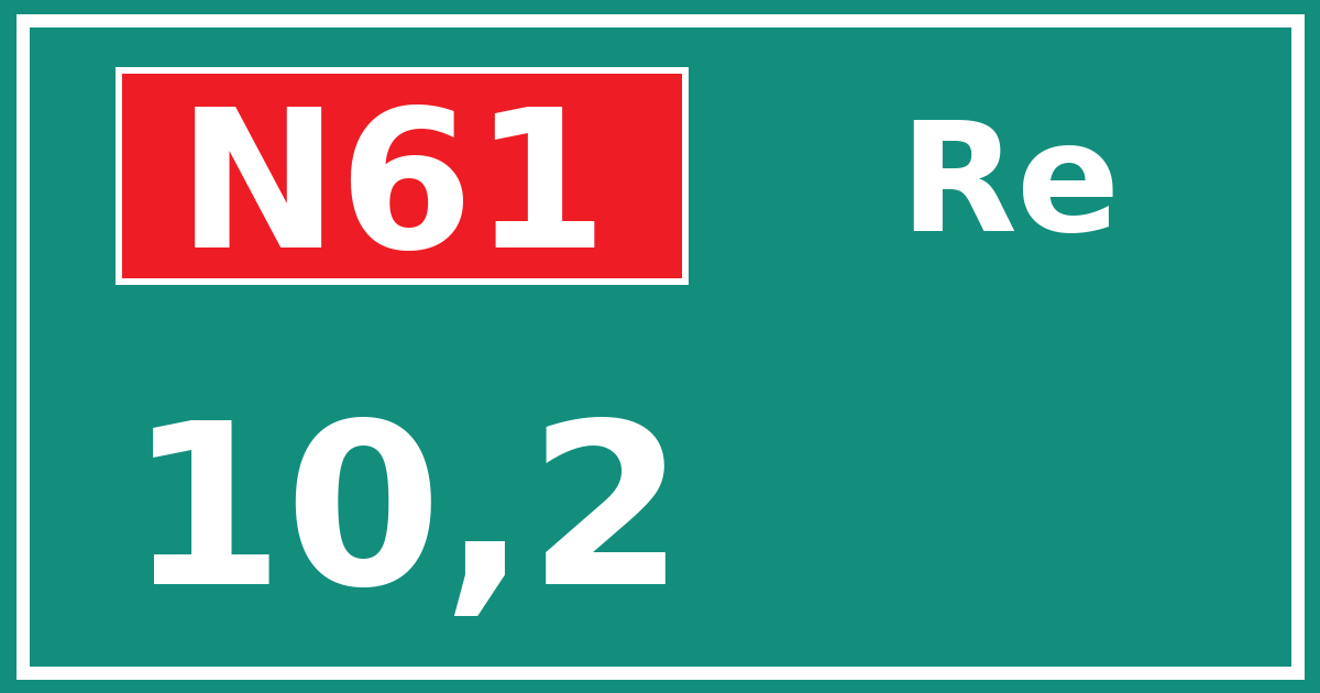 Hectometerbord N61 10,2 zijde Re