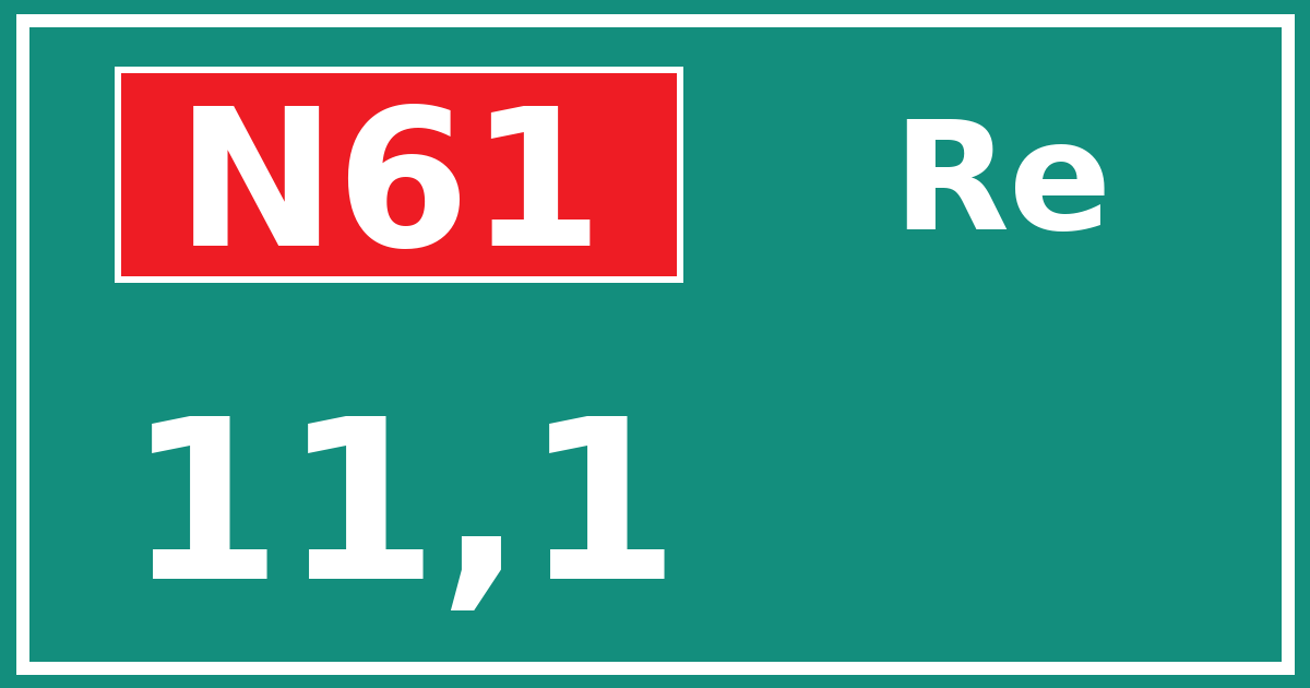 Hectometerbord N61 11,1 zijde Re
